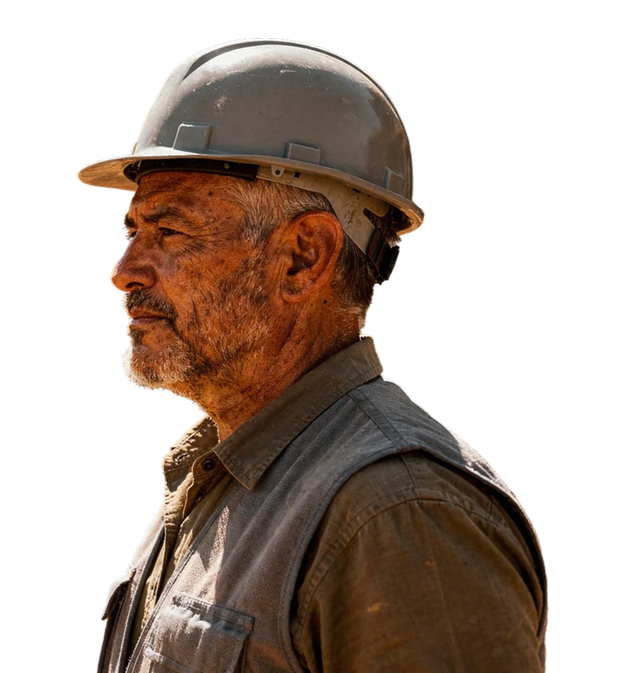 Profissional experiente da construção civil usando capacete